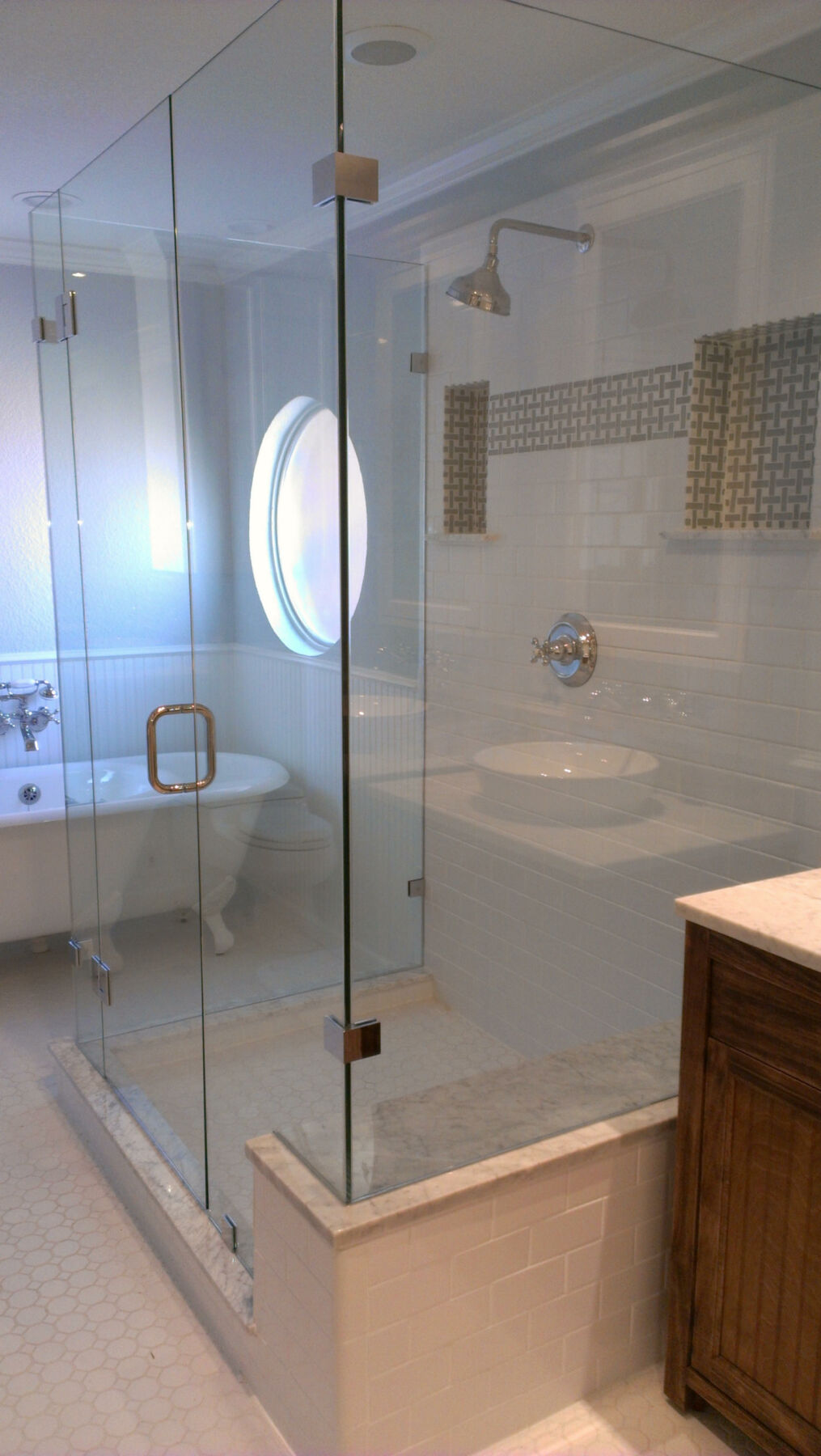 custom shower glass installation bathroom
