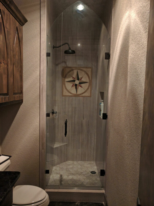 custom shower glass for small bathroom