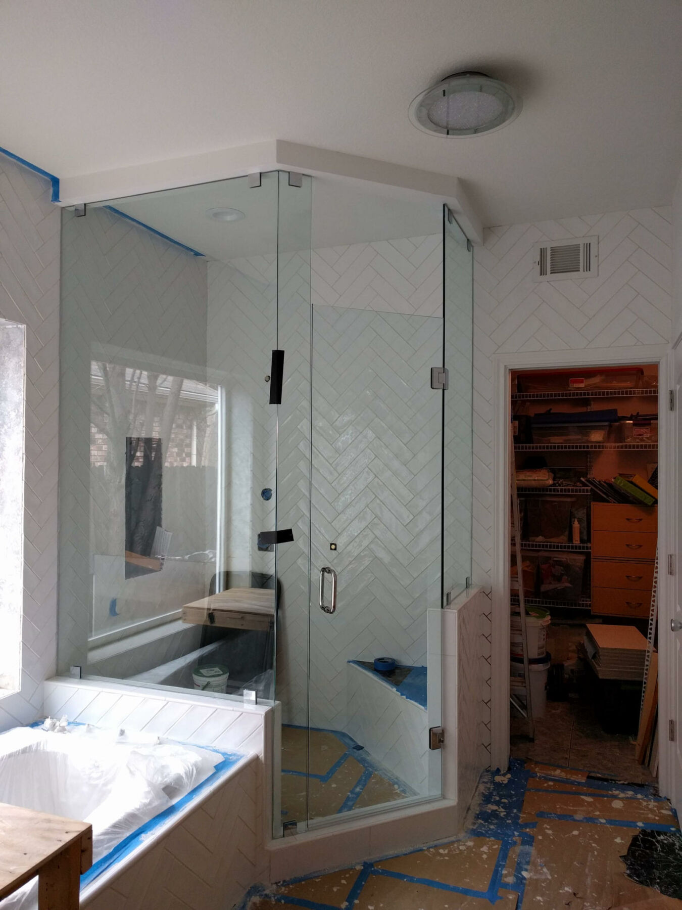 installation of shower glass door bathroom
